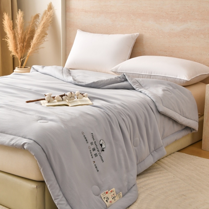 91家纺网 家纺一手货源 找家纺 好梦来家纺【高克重】2026新款无印风水洗棉新疆棉花被夏被夏凉被空调被子 【常年有货】 清夏-浅灰
