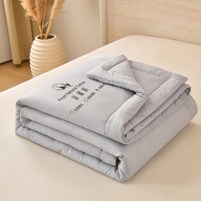 好梦来家纺【高克重】2026新款无印风水洗棉新疆棉花被夏被夏凉被空调被子 【常年有货】 清夏-浅灰