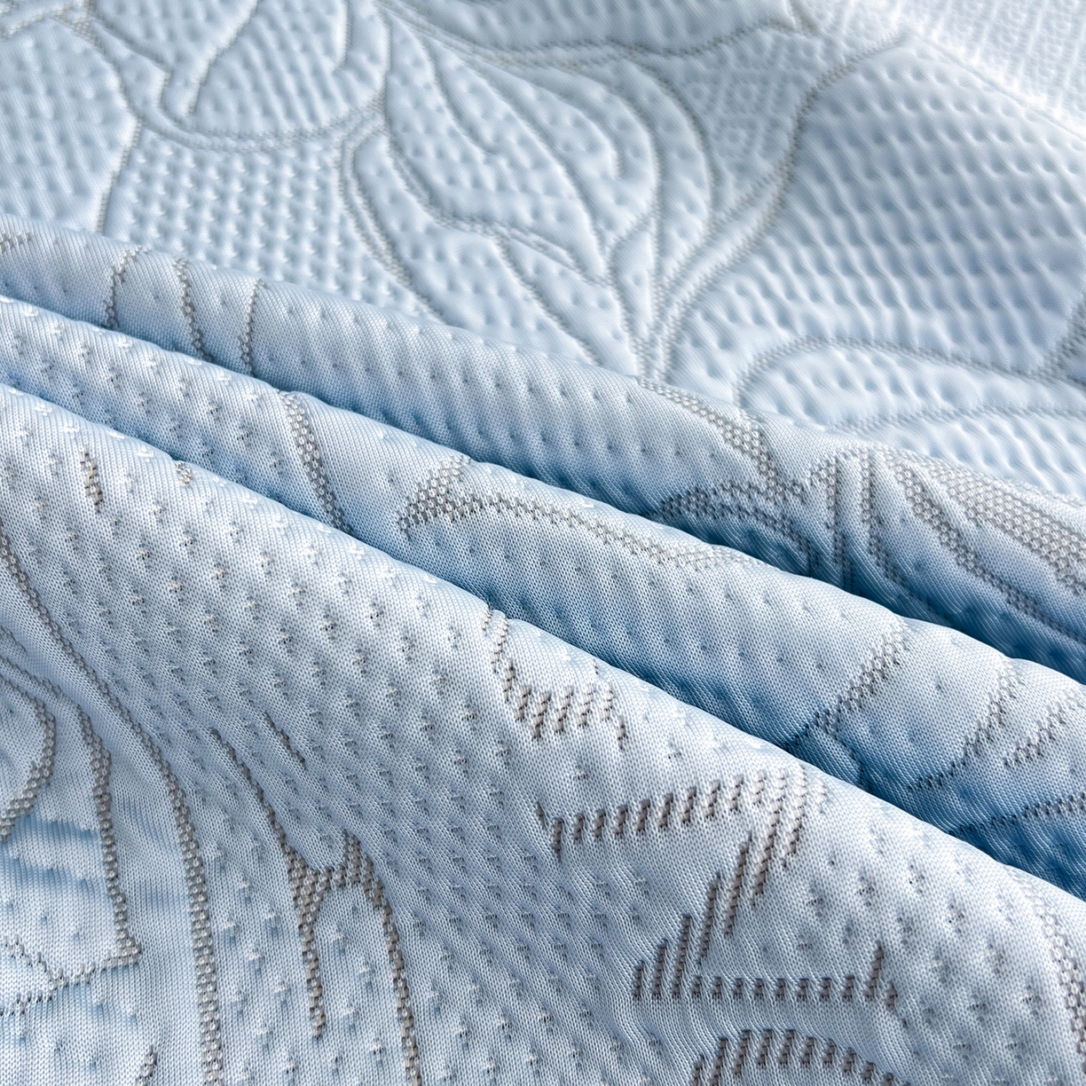 91家纺网 家纺一手货源 找家纺 能好家纺 2026新款高分子pe冰豆豆凉席床席款 半夏蓝