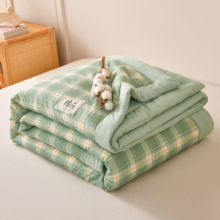 91家纺网 家纺一手货源 找家纺 （总）好梦来家纺【高克重】2026新品水洗棉新疆棉花夏被无印风夏被良品格子空调被被子被芯