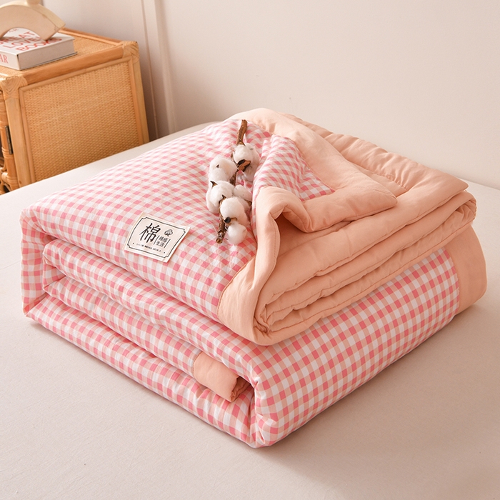 91家纺网 家纺一手货源 找家纺 （总）好梦来家纺【高克重】2026新品水洗棉新疆棉花夏被无印风夏被良品格子空调被被子被芯