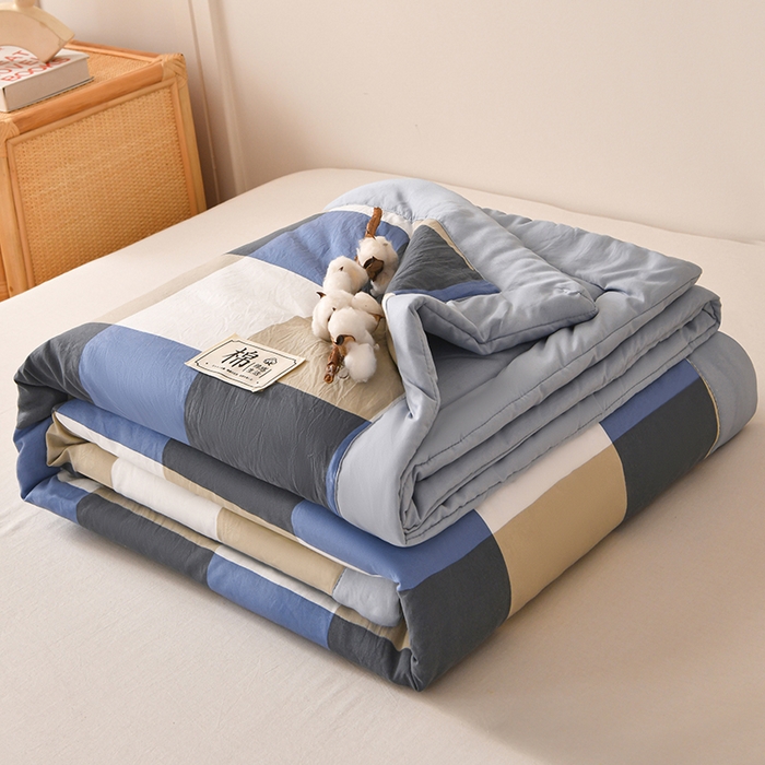 91家纺网 家纺一手货源 找家纺 （总）好梦来家纺【高克重】2026新品水洗棉新疆棉花夏被无印风夏被良品格子空调被被子被芯