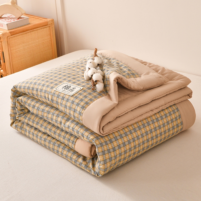 91家纺网 家纺一手货源 找家纺 （总）好梦来家纺【高克重】2026新品水洗棉新疆棉花夏被无印风夏被良品格子空调被被子被芯