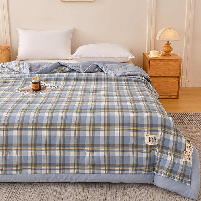 91家纺网 家纺一手货源 找家纺 （总）好梦来家纺【高克重】2026新品水洗棉新疆棉花夏被无印风夏被良品格子空调被被子被芯