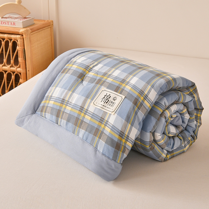 91家纺网 家纺一手货源 找家纺 （总）好梦来家纺【高克重】2026新品水洗棉新疆棉花夏被无印风夏被良品格子空调被被子被芯