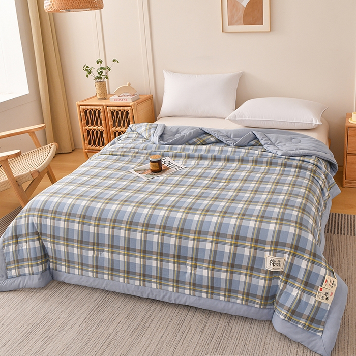 91家纺网 家纺一手货源 找家纺 （总）好梦来家纺【高克重】2026新品水洗棉新疆棉花夏被无印风夏被良品格子空调被被子被芯