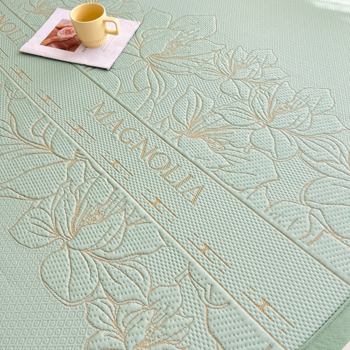 91家纺网 家纺一手货源 找家纺 能好家纺 2026新款高分子pe冰豆豆凉席床席款 半夏绿