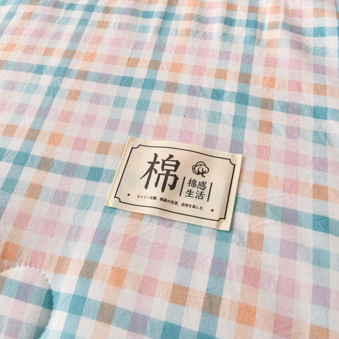 91家纺网 家纺一手货源 找家纺 好梦来家纺【高克重】2026新品水洗棉新疆棉花夏被无印风夏被良品格子空调被被子被芯 彩虹格