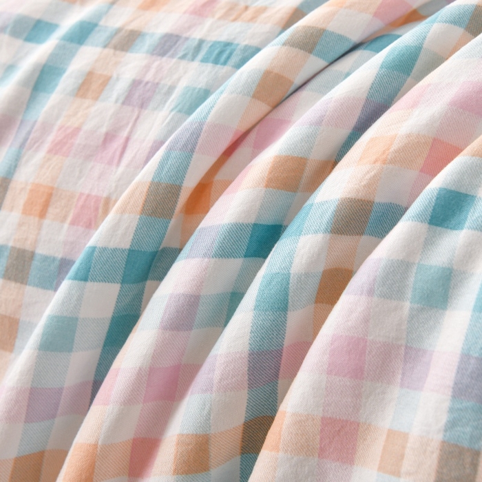 91家纺网 家纺一手货源 找家纺 好梦来家纺【高克重】2026新品水洗棉新疆棉花夏被无印风夏被良品格子空调被被子被芯 彩虹格