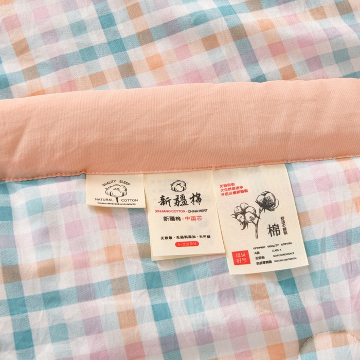 91家纺网 家纺一手货源 找家纺 好梦来家纺【高克重】2026新品水洗棉新疆棉花夏被无印风夏被良品格子空调被被子被芯 彩虹格