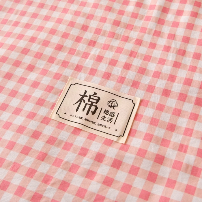 91家纺网 家纺一手货源 找家纺 好梦来家纺【高克重】2026新品水洗棉新疆棉花夏被无印风夏被良品格子空调被被子被芯 粉小格