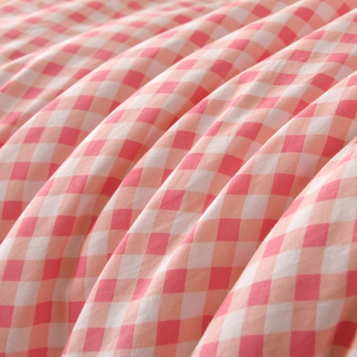 91家纺网 家纺一手货源 找家纺 好梦来家纺【高克重】2026新品水洗棉新疆棉花夏被无印风夏被良品格子空调被被子被芯 粉小格