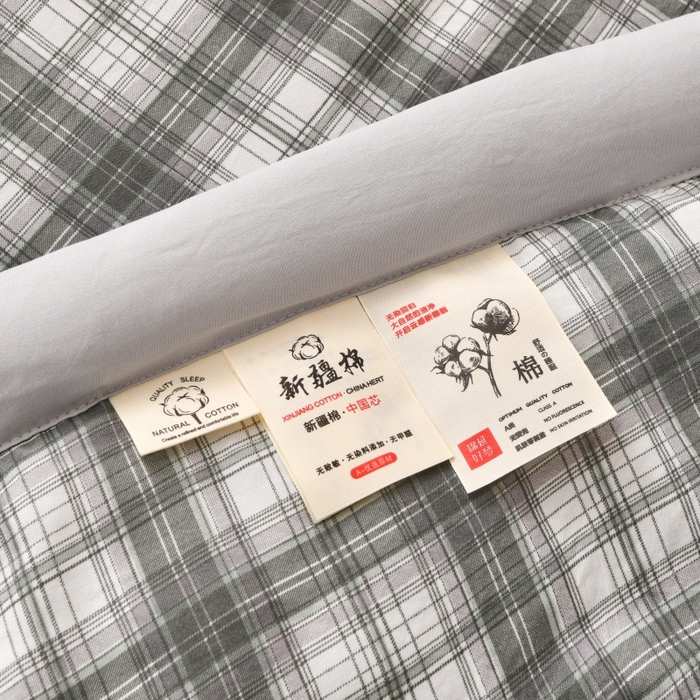 91家纺网 家纺一手货源 找家纺 好梦来家纺【高克重】2026新品水洗棉新疆棉花夏被无印风夏被良品格子空调被被子被芯 格雅灰