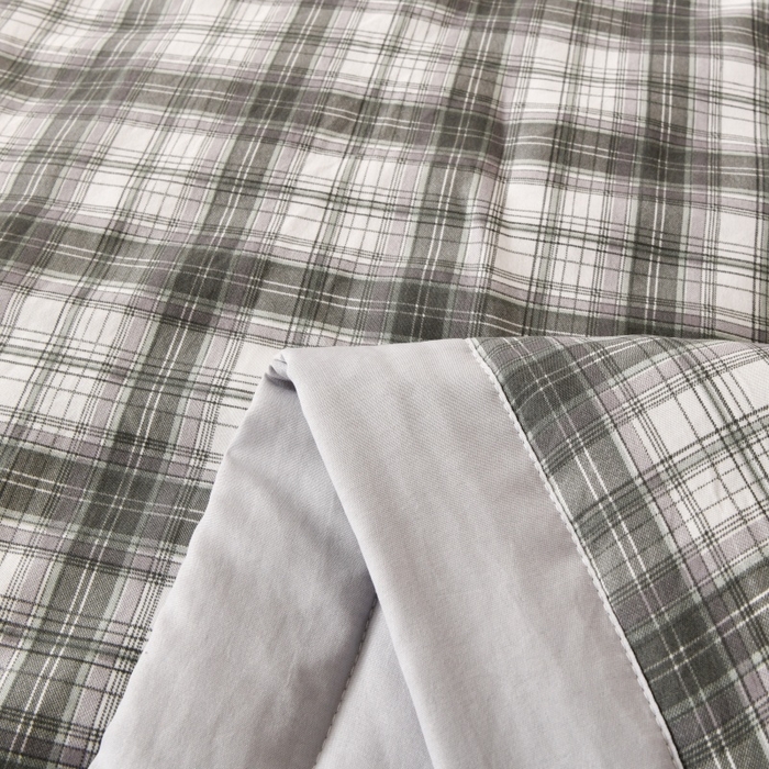 91家纺网 家纺一手货源 找家纺 好梦来家纺【高克重】2026新品水洗棉新疆棉花夏被无印风夏被良品格子空调被被子被芯 格雅灰