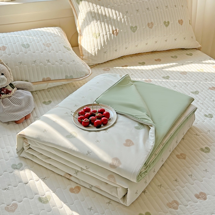 卡普二店 2026新款A类锦氨凉感印花夏被四件套床盖凉席款--单夏被 青提奶冻