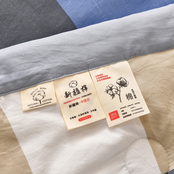 91家纺网 家纺一手货源 找家纺 好梦来家纺【高克重】2026新品水洗棉新疆棉花夏被无印风夏被良品格子空调被被子被芯 蓝大格