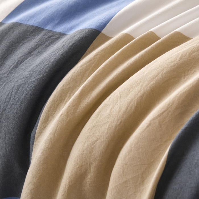 91家纺网 家纺一手货源 找家纺 好梦来家纺【高克重】2026新品水洗棉新疆棉花夏被无印风夏被良品格子空调被被子被芯 蓝大格