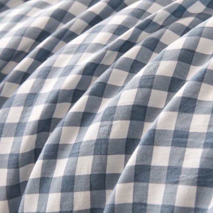 91家纺网 家纺一手货源 找家纺 好梦来家纺【高克重】2026新品水洗棉新疆棉花夏被无印风夏被良品格子空调被被子被芯 蓝小格