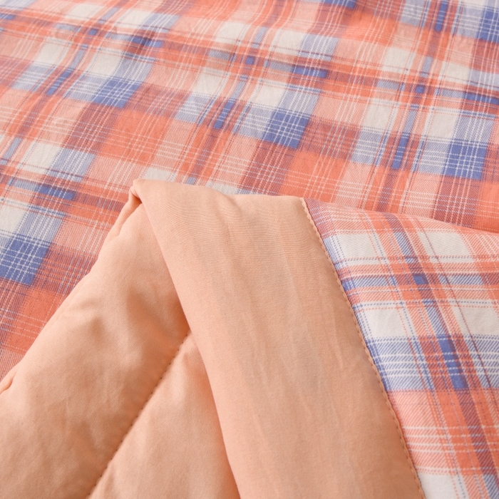 91家纺网 家纺一手货源 找家纺 好梦来家纺【高克重】2026新品水洗棉新疆棉花夏被无印风夏被良品格子空调被被子被芯 清新格玉