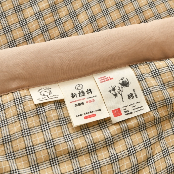 91家纺网 家纺一手货源 找家纺 好梦来家纺【高克重】2026新品水洗棉新疆棉花夏被无印风夏被良品格子空调被被子被芯 雅典琪