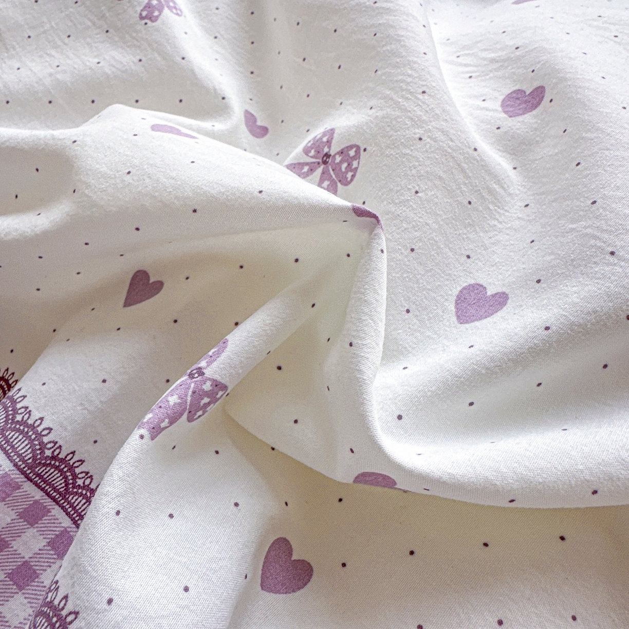 91家纺网 家纺一手货源 找家纺 雅眠居 2026新款直播爆款古法仿棉双层蕾丝花边床盖四件套 AB版-彩格紫