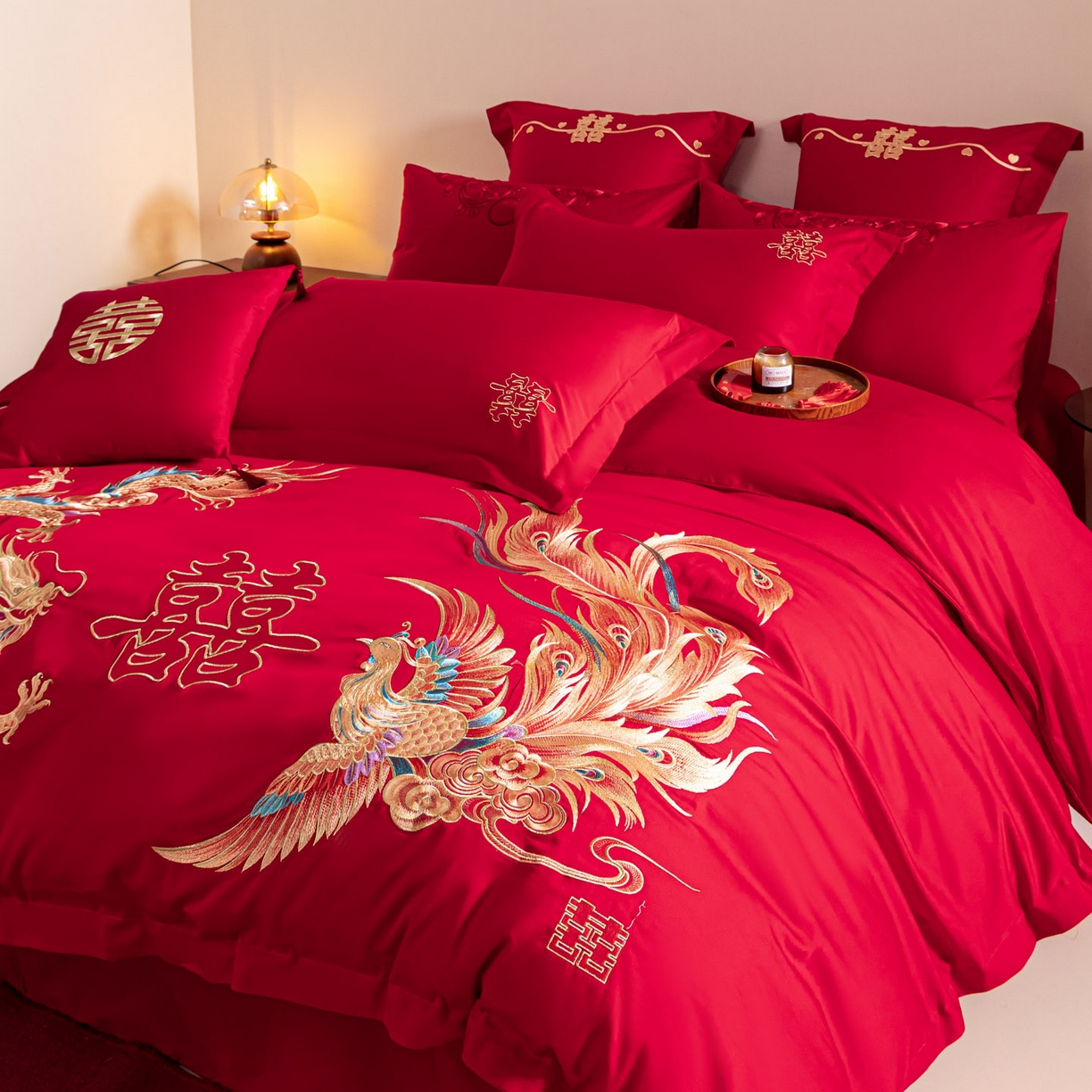 东方合美（原：皇家传奇） 2026新款纯棉长绒棉刺绣婚庆四件套-龙凤系列 龙凤华贵