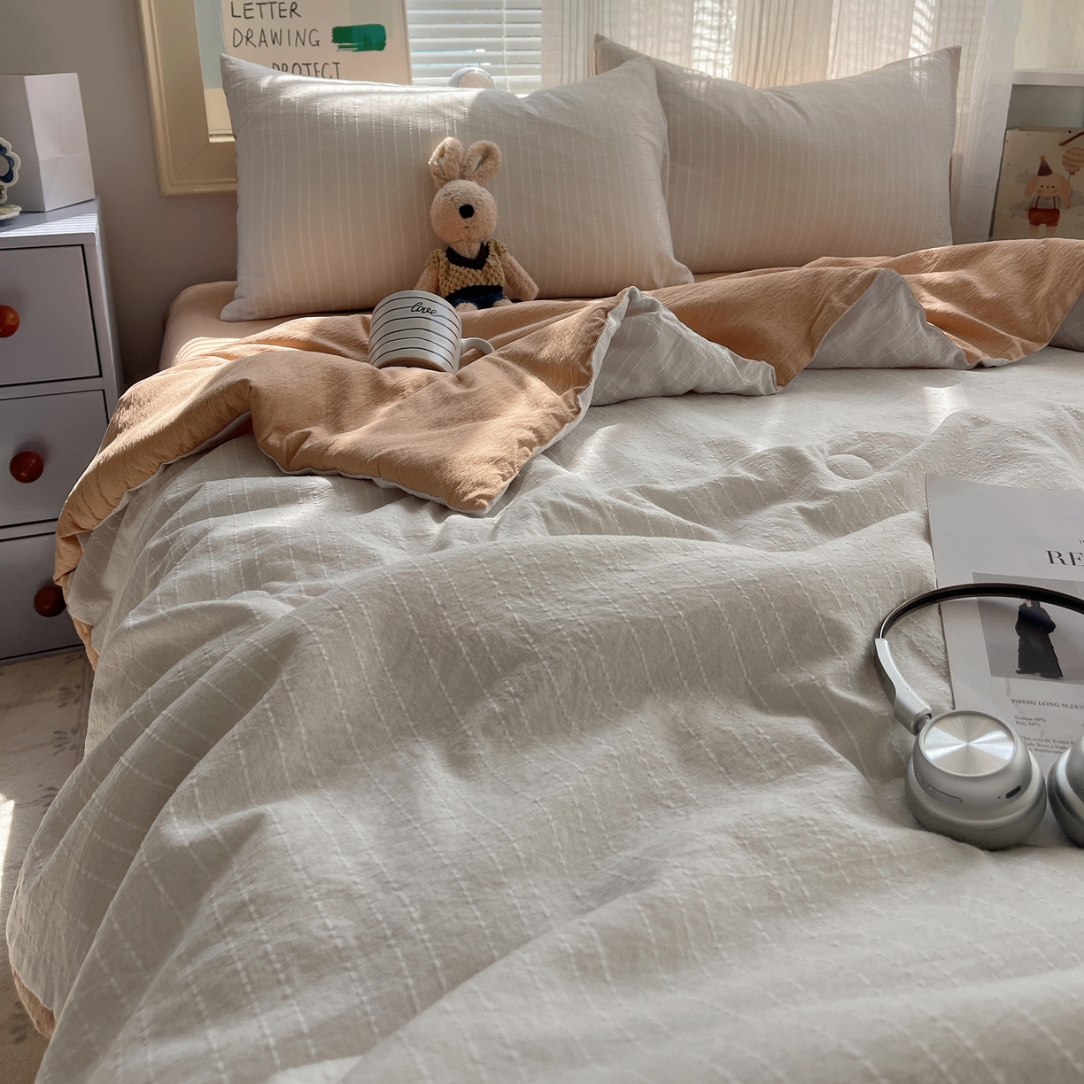 91家纺网 家纺一手货源 找家纺 （总）栩裕纺织 2026新款高克重无印风阳离子提花单夏被-夏被三件套四件套