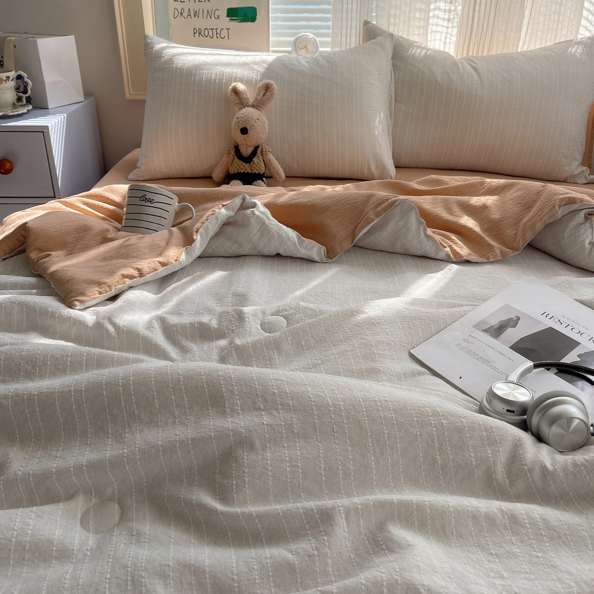 91家纺网 家纺一手货源 找家纺 （总）栩裕纺织 2026新款高克重无印风阳离子提花单夏被-夏被三件套四件套