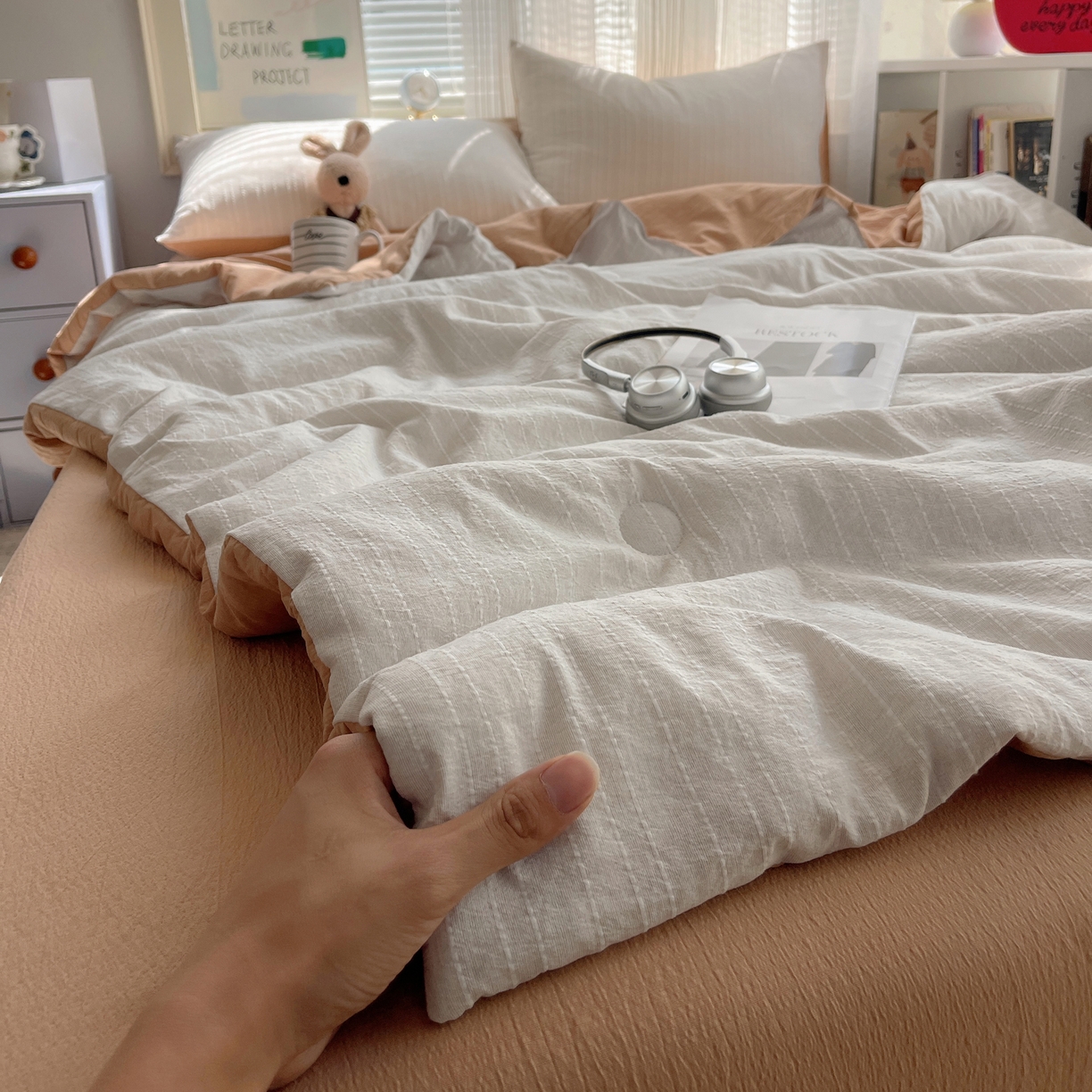 91家纺网 家纺一手货源 找家纺 （总）栩裕纺织 2026新款高克重无印风阳离子提花单夏被-夏被三件套四件套