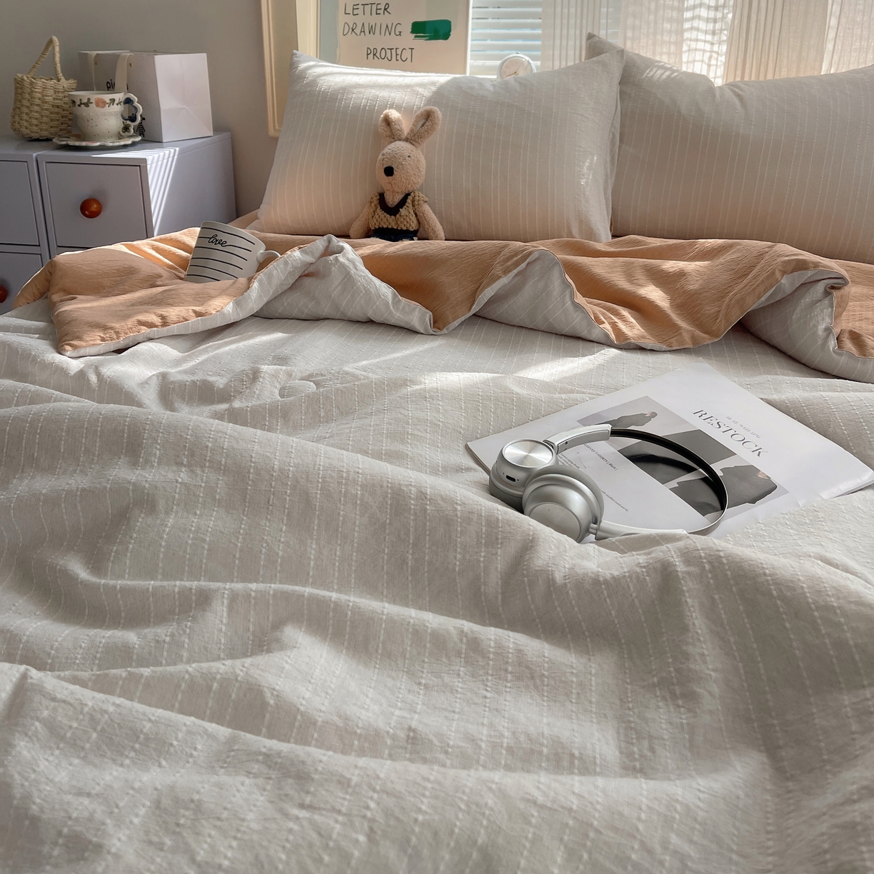 91家纺网 家纺一手货源 找家纺 （总）栩裕纺织 2026新款高克重无印风阳离子提花单夏被-夏被三件套四件套