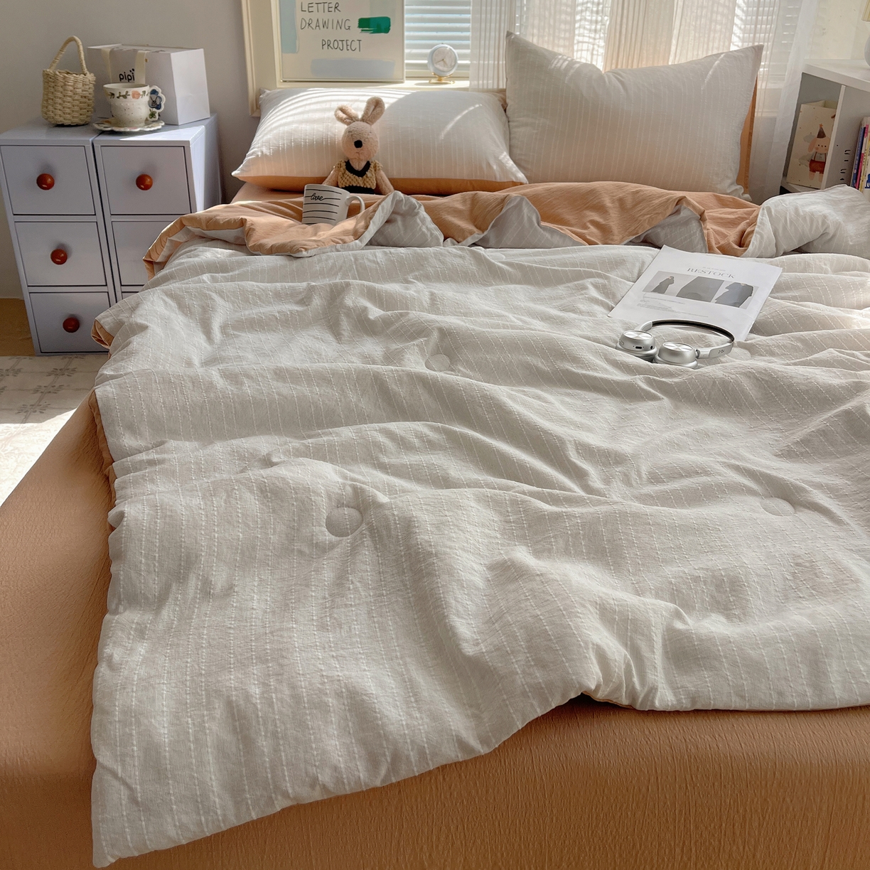 91家纺网 家纺一手货源 找家纺 （总）栩裕纺织 2026新款高克重无印风阳离子提花单夏被-夏被三件套四件套