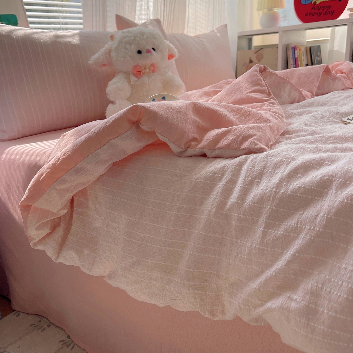 栩裕纺织 2026新款高克重无印风阳离子提花单夏被-夏被三件套四件套 夏被-桃夭