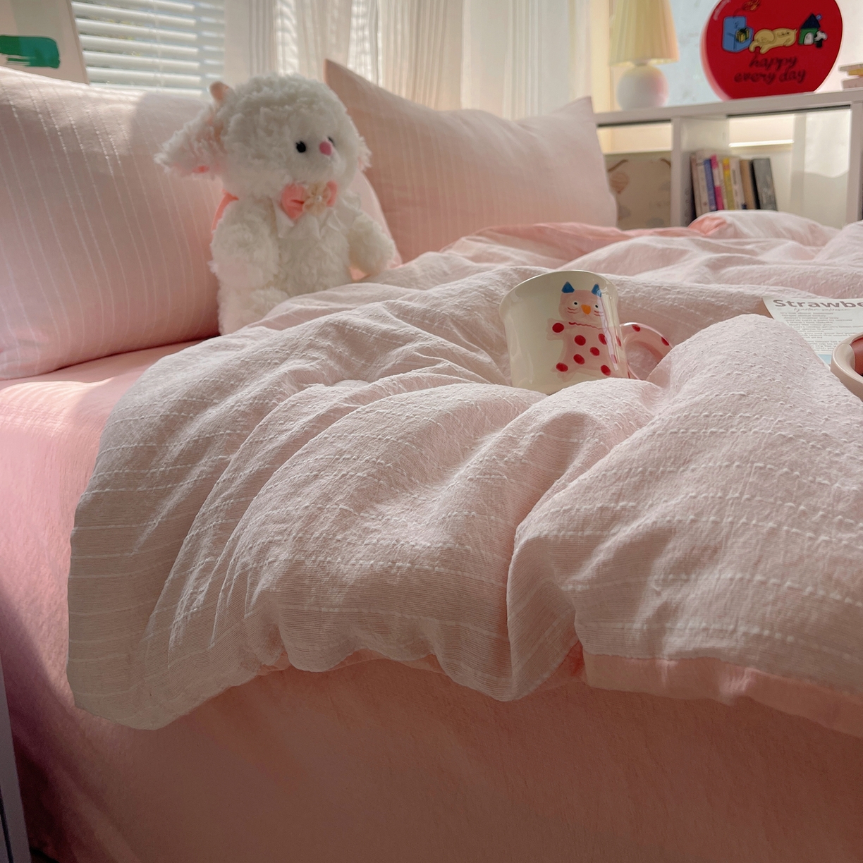 91家纺网 家纺一手货源 找家纺 栩裕纺织 2026新款高克重无印风阳离子提花单夏被-夏被三件套四件套 夏被-桃夭