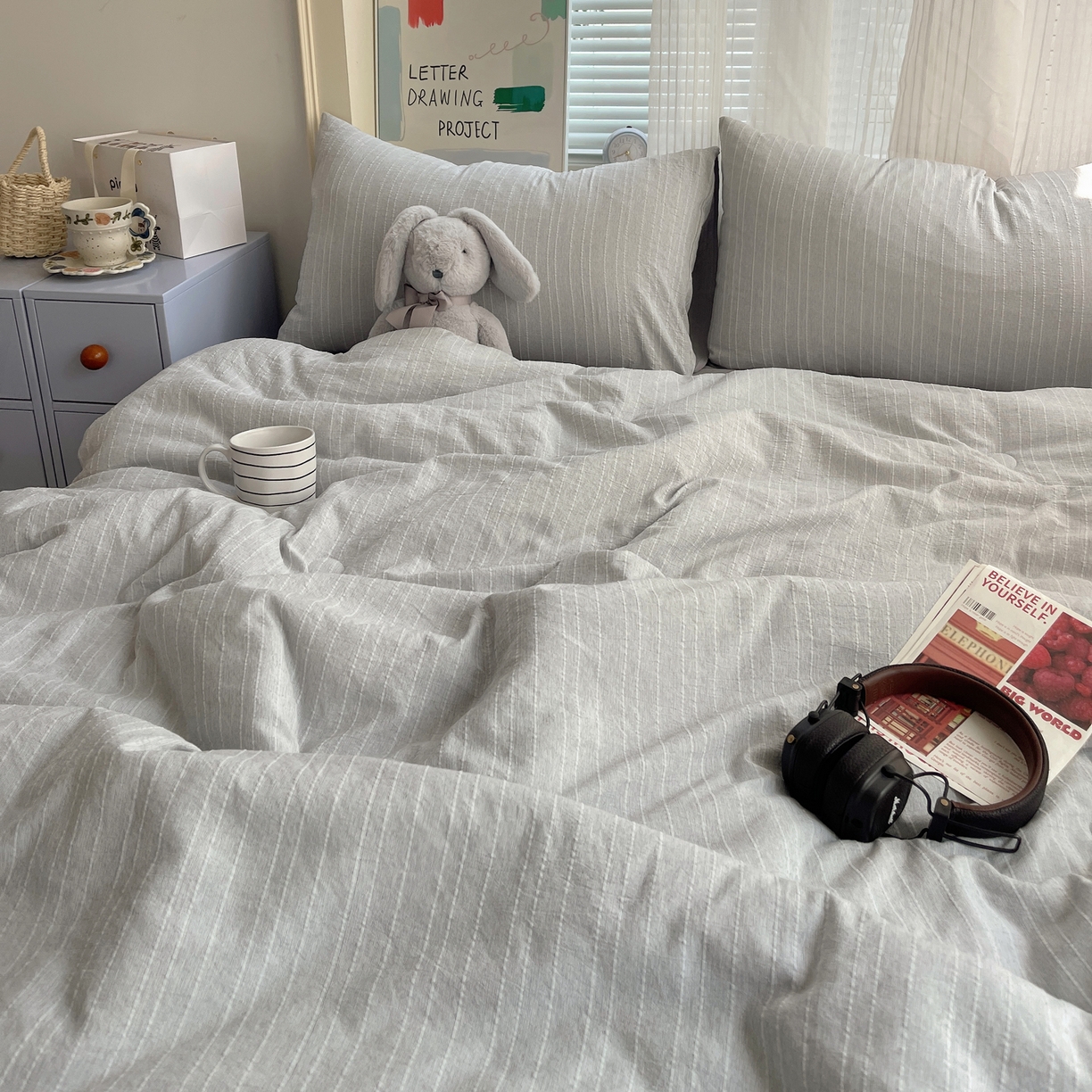 91家纺网 家纺一手货源 找家纺 栩裕纺织 2026新款高克重无印风阳离子提花单夏被-夏被三件套四件套 夏被-高级灰