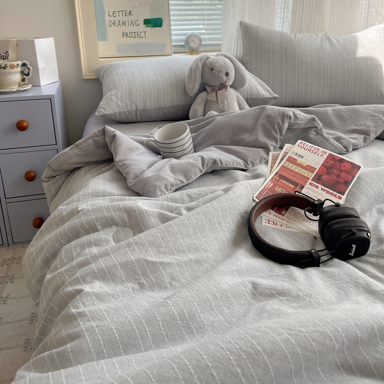 91家纺网 家纺一手货源 找家纺 栩裕纺织 2026新款高克重无印风阳离子提花单夏被-夏被三件套四件套 夏被-高级灰