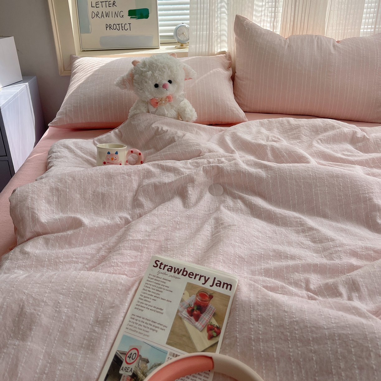 91家纺网 家纺一手货源 找家纺 栩裕纺织 2026新款高克重无印风阳离子提花单夏被-夏被三件套四件套 夏被-桃夭