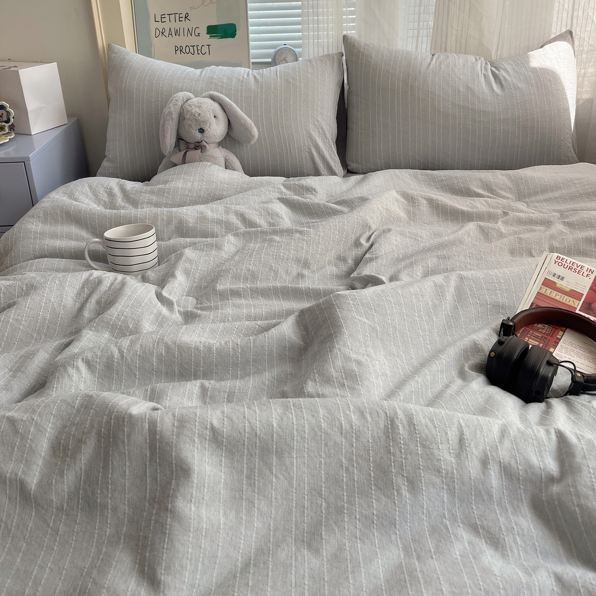 91家纺网 家纺一手货源 找家纺 栩裕纺织 2026新款高克重无印风阳离子提花单夏被-夏被三件套四件套 夏被-高级灰