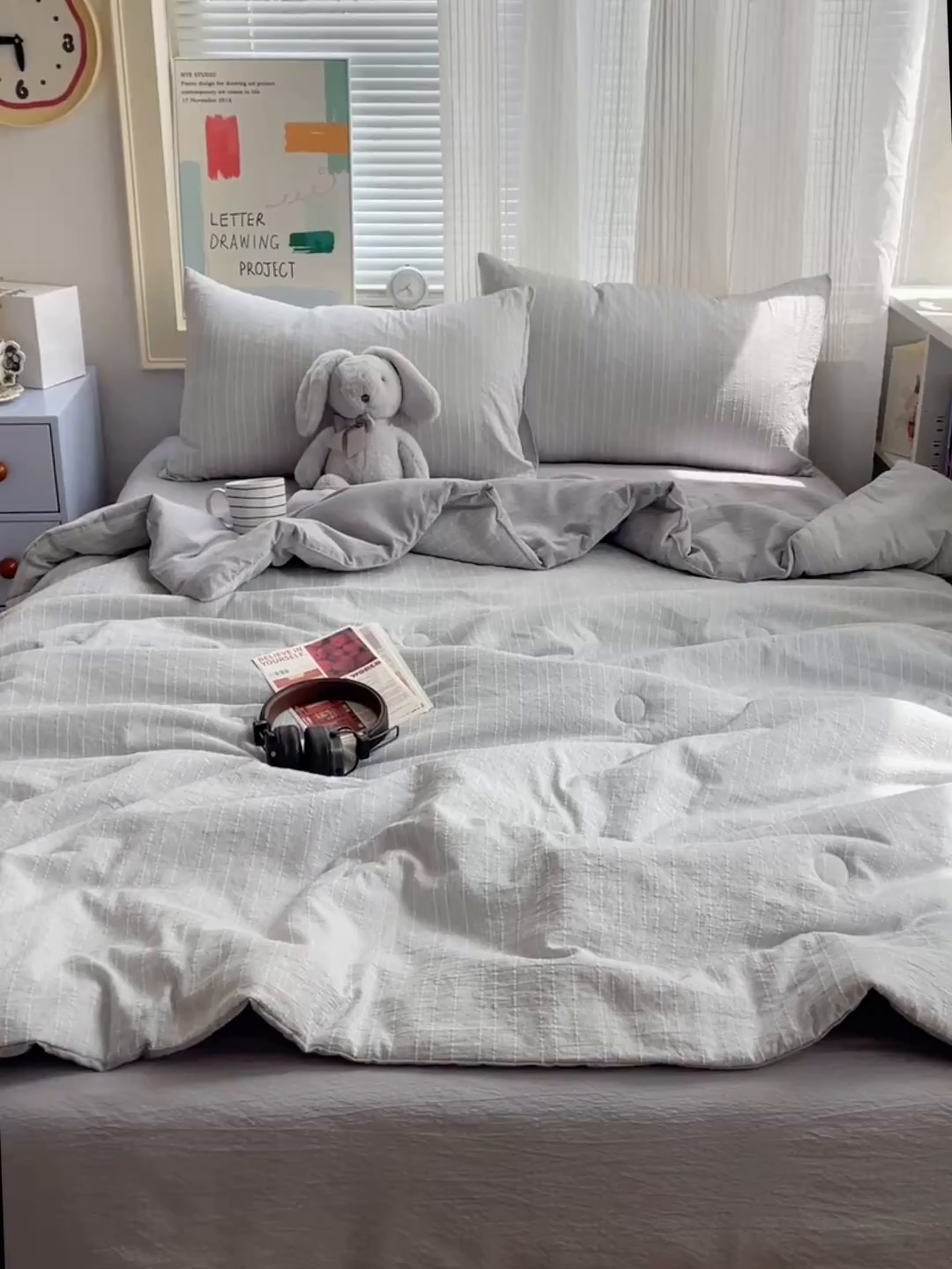 91家纺网 家纺一手货源 找家纺 栩裕纺织 2026新款高克重无印风阳离子提花单夏被-夏被三件套四件套 夏被-高级灰