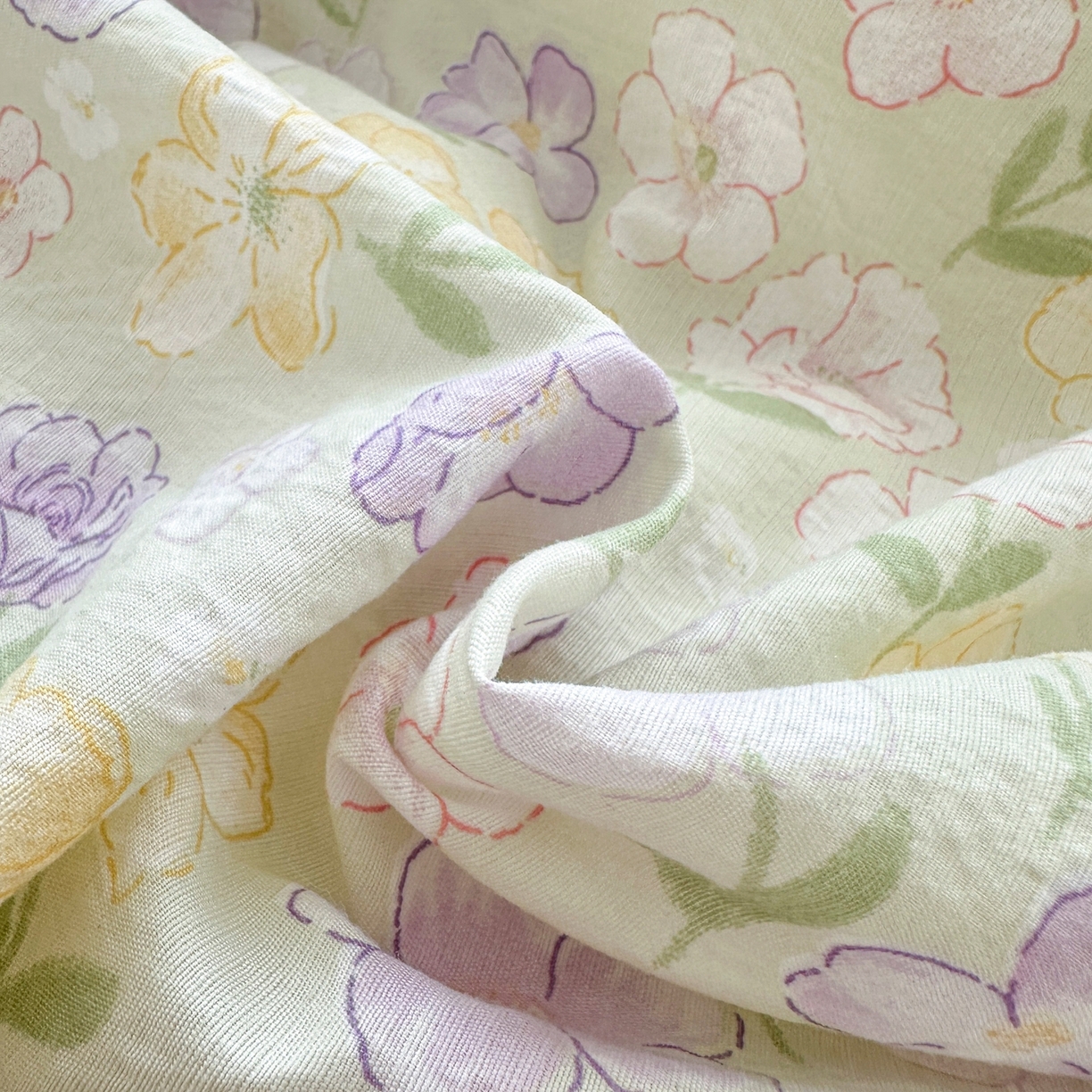 91家纺网 家纺一手货源 找家纺 雅眠居 2026新款直播爆款古法仿棉双层蕾丝花边床盖四件套 AB版-花海