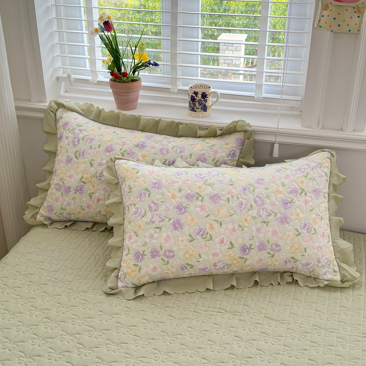 91家纺网 家纺一手货源 找家纺 雅眠居 2026新款直播爆款古法仿棉双层蕾丝花边床盖四件套 AB版-花海