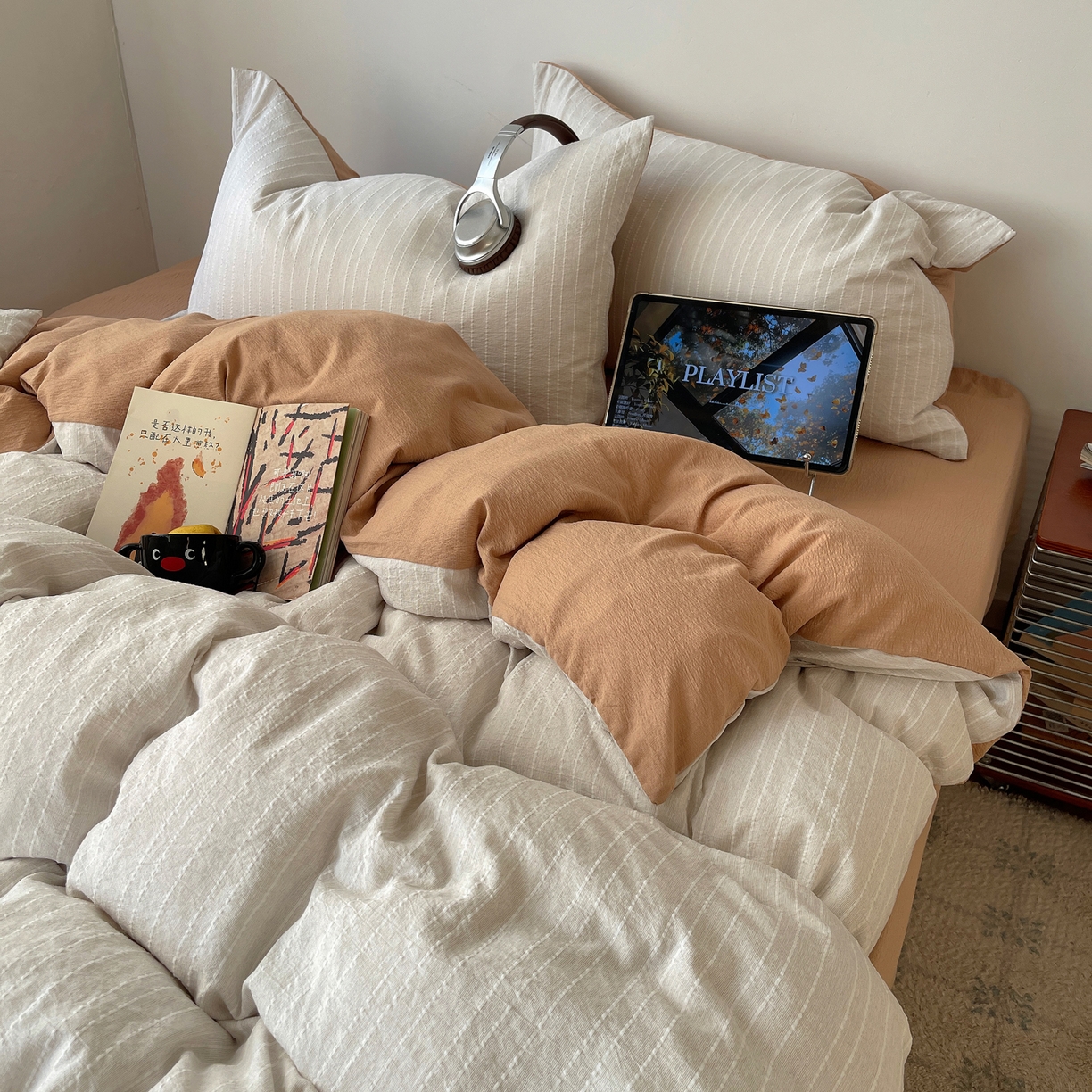 91家纺网 家纺一手货源 找家纺 （总）栩裕纺织 2026新款高克重无印风阳离子提花工艺四件套