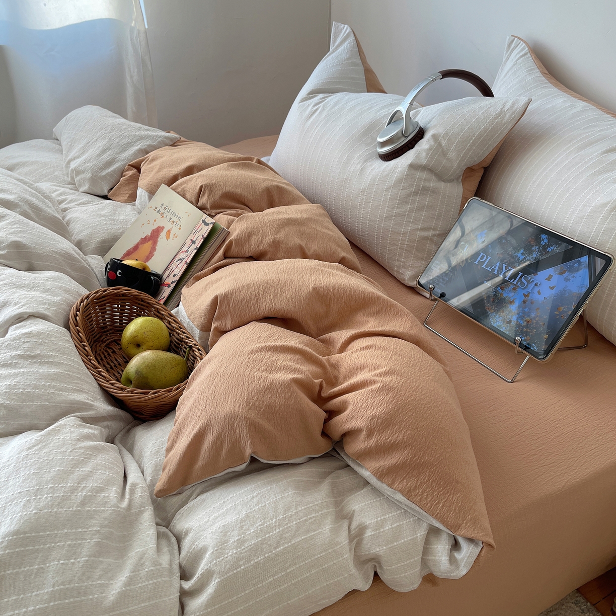 91家纺网 家纺一手货源 找家纺 （总）栩裕纺织 2026新款高克重无印风阳离子提花工艺四件套