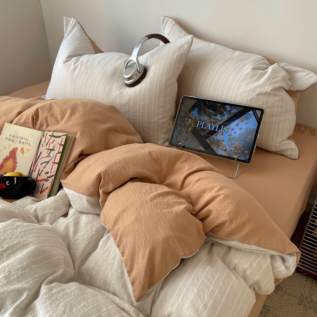 91家纺网 家纺一手货源 找家纺 （总）栩裕纺织 2026新款高克重无印风阳离子提花工艺四件套