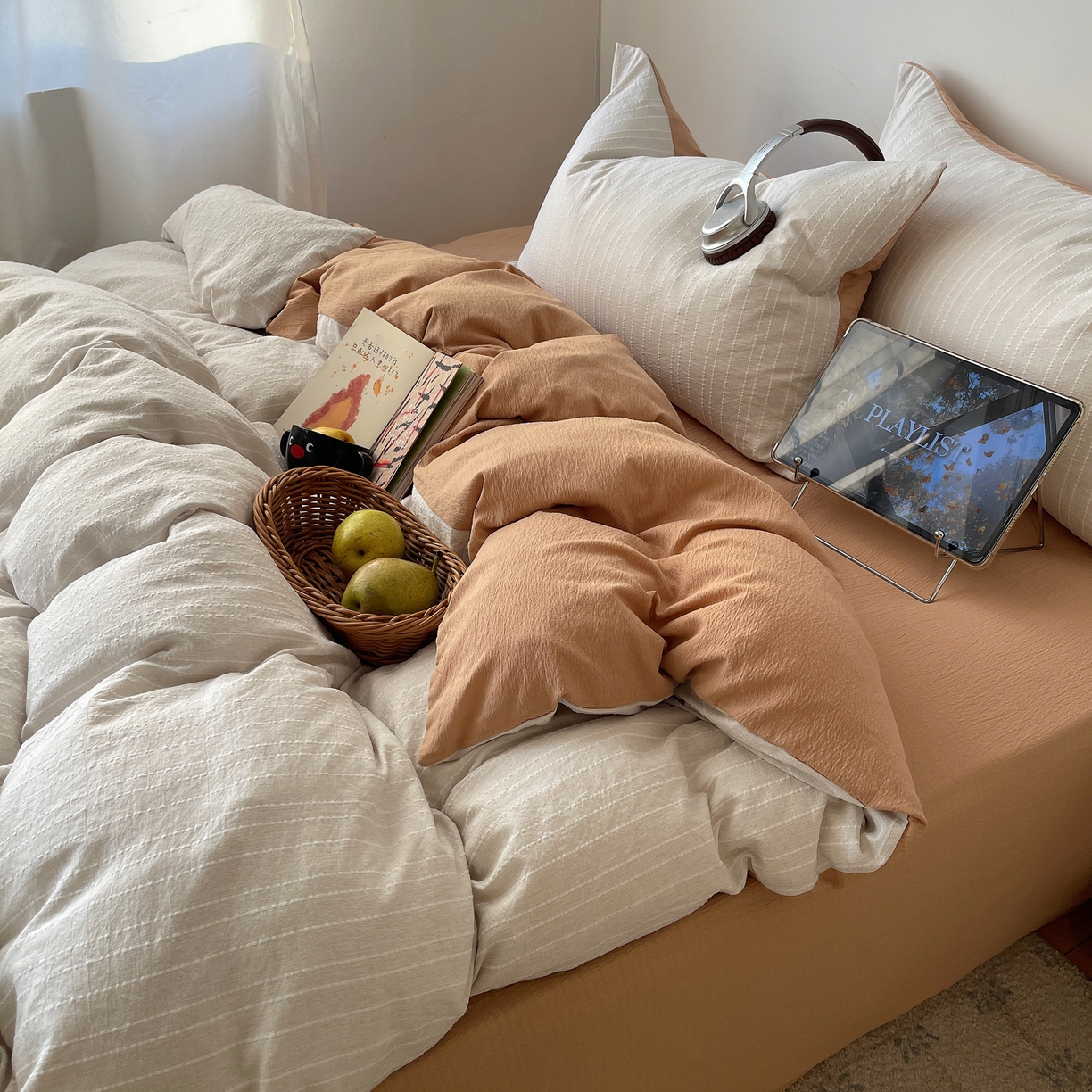 91家纺网 家纺一手货源 找家纺 （总）栩裕纺织 2026新款高克重无印风阳离子提花工艺四件套