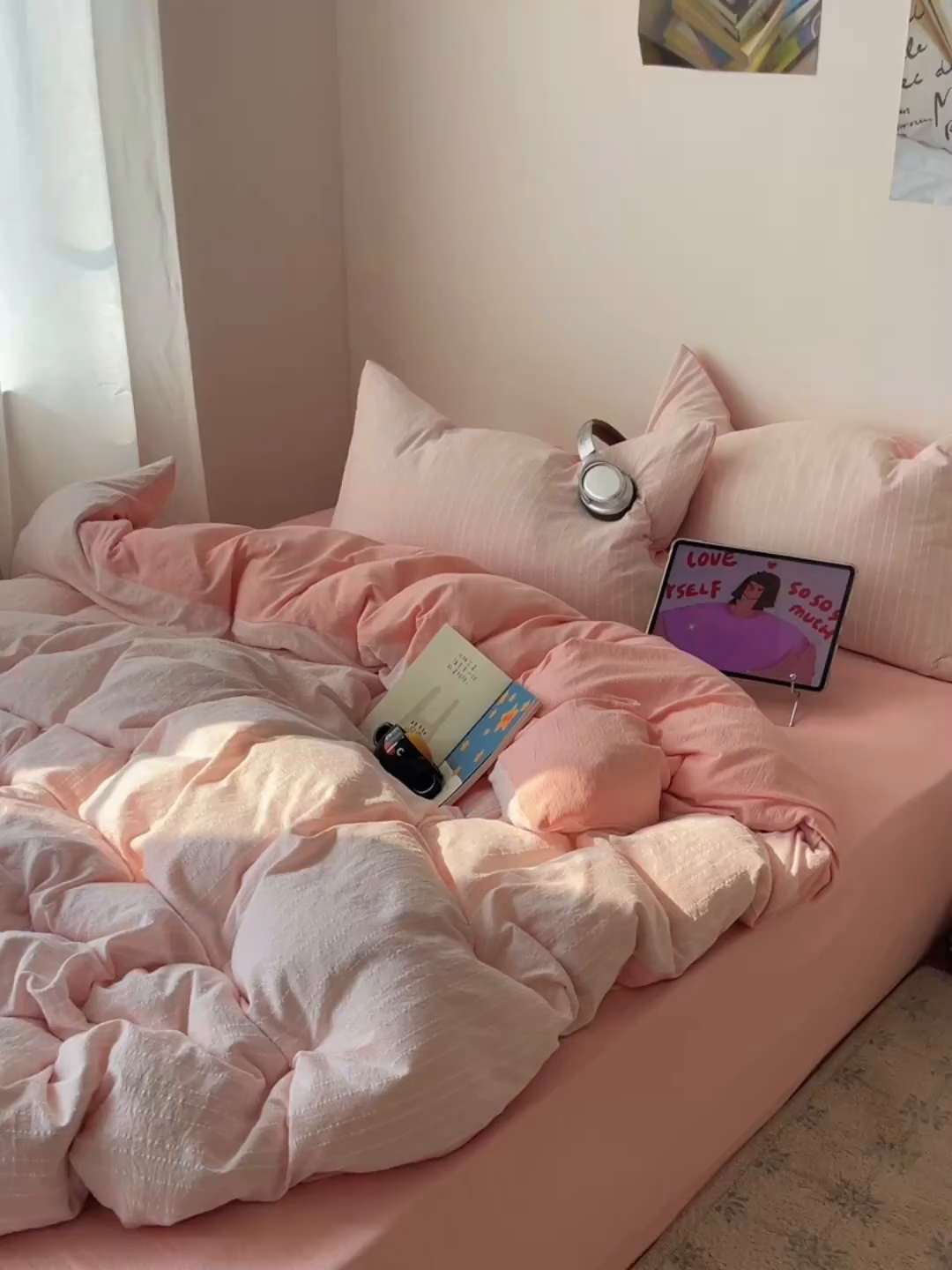 91家纺网 家纺一手货源 找家纺 栩裕纺织 2026新款高克重无印风阳离子提花工艺四件套 轻奢风-桃夭