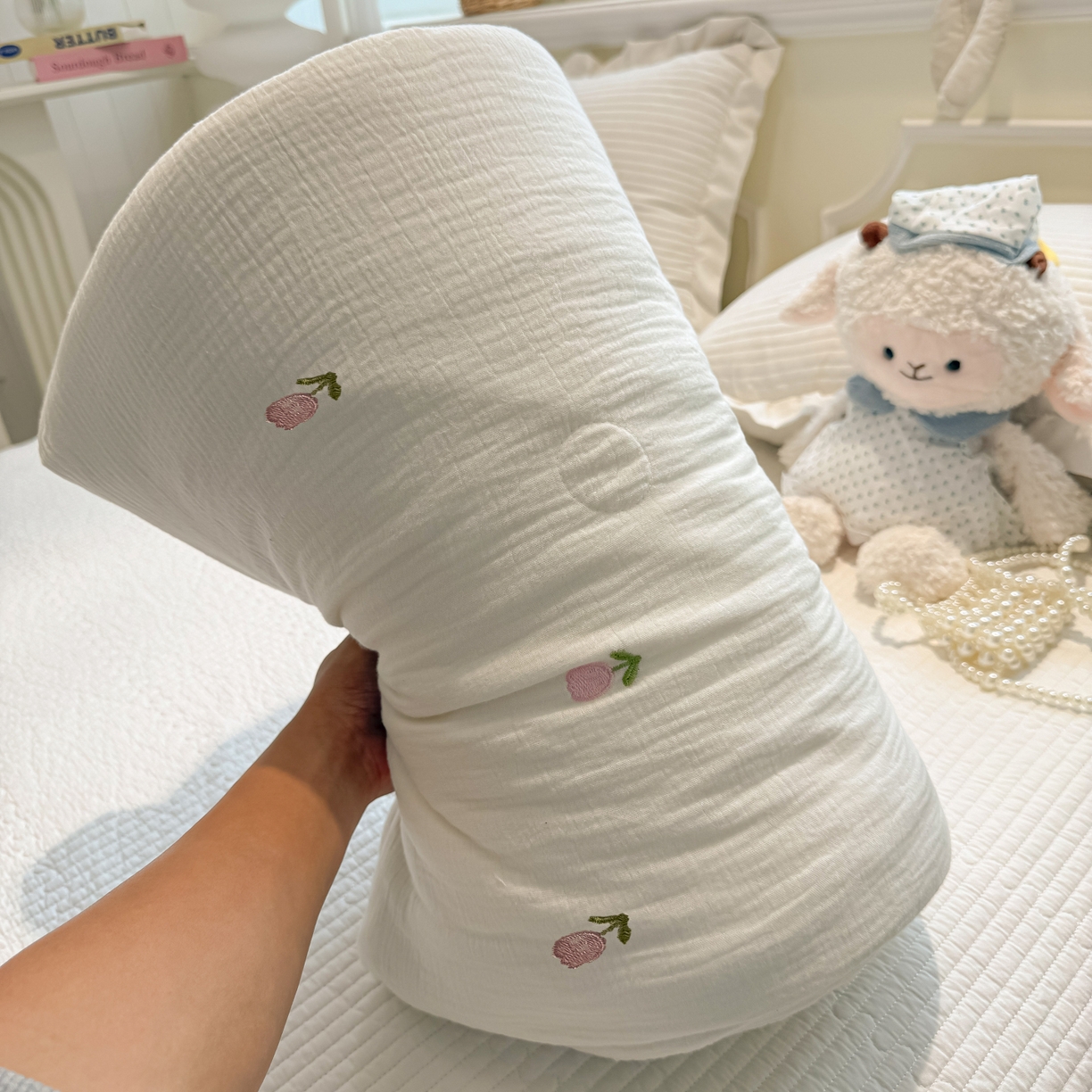 91家纺网 家纺一手货源 找家纺 盼季家纺 2026新款高品质A类木棉皱皱纱小清新刺绣夏被 小清新刺绣夏被-郁金香