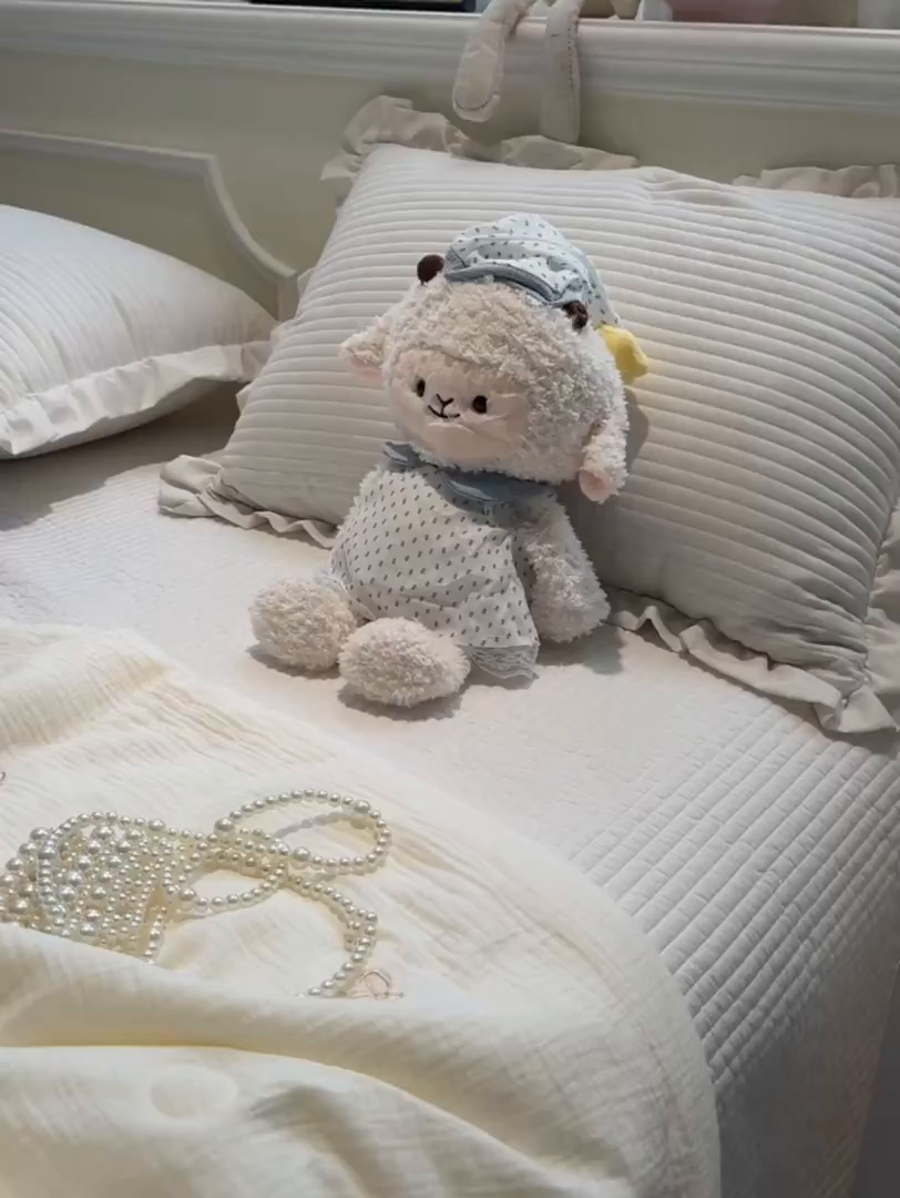 91家纺网 家纺一手货源 找家纺 盼季家纺 2026新款高品质A类木棉皱皱纱小清新刺绣夏被 小清新刺绣夏被-蝴蝶结