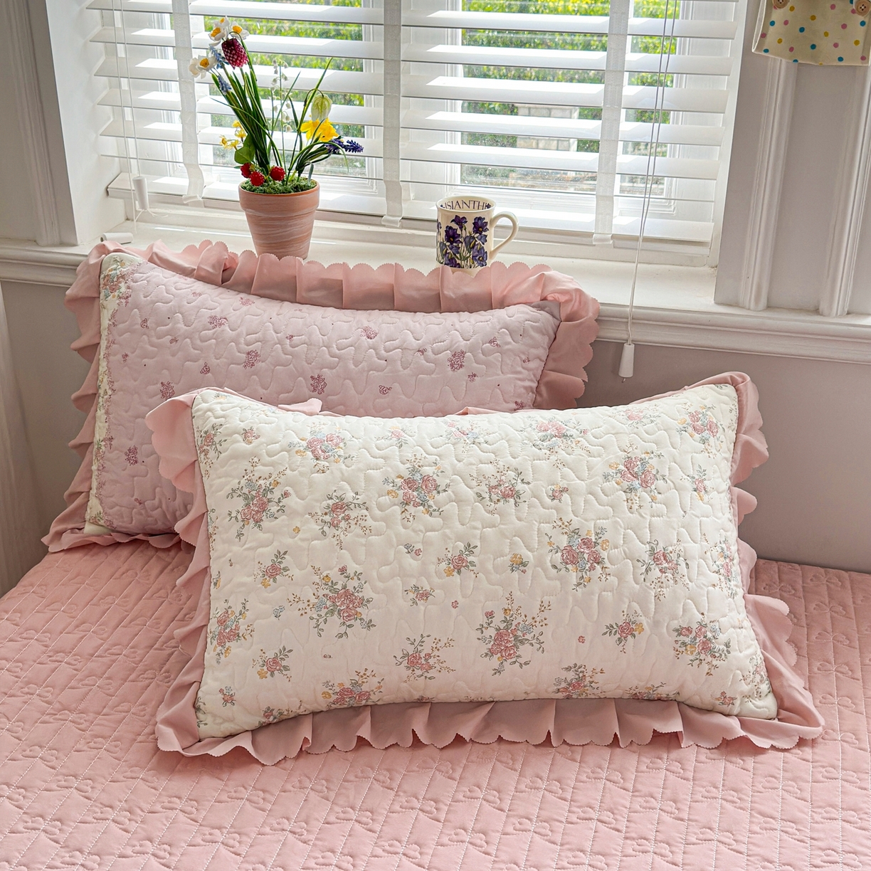 91家纺网 家纺一手货源 找家纺 雅眠居 2026新款直播爆款古法仿棉双层蕾丝花边床盖四件套 AB版-诗意