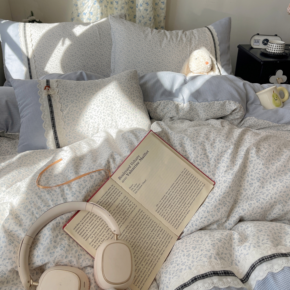 91家纺网 家纺一手货源 找家纺 栩裕纺织 2026新款仿棉水洗棉四件套 花漾格调-雾蓝