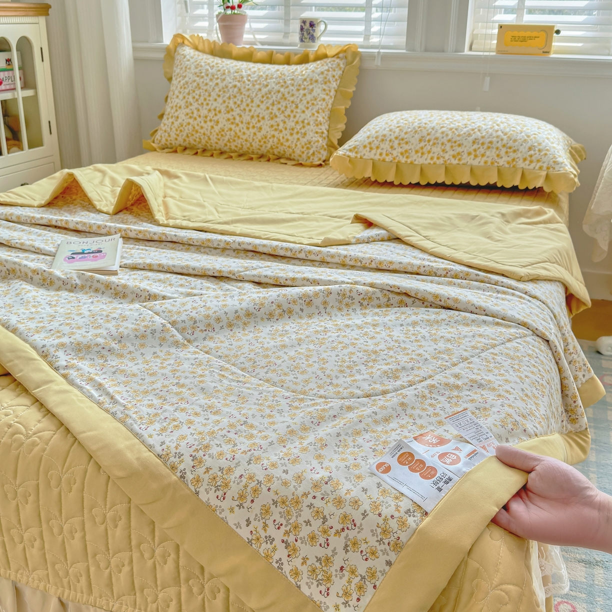 91家纺网 家纺一手货源 找家纺 雅眠居 2026新款直播爆款古法仿棉双层蕾丝花边床盖四件套 AB版-小时光